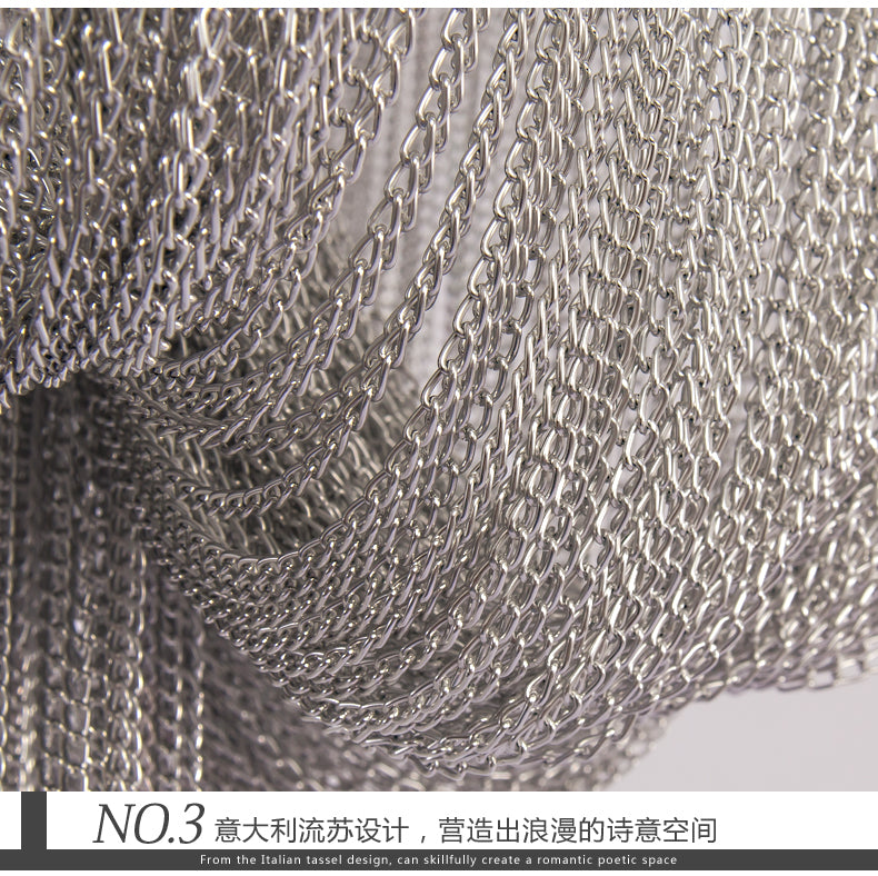 Meerosee Modern Chandelier Light Silver Aluminum Chain French Pendant Lamp D31.5''