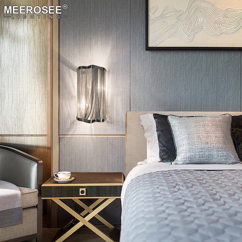 Modern Silver Wall Lamp Aluminum Chain Wall Bracket Light