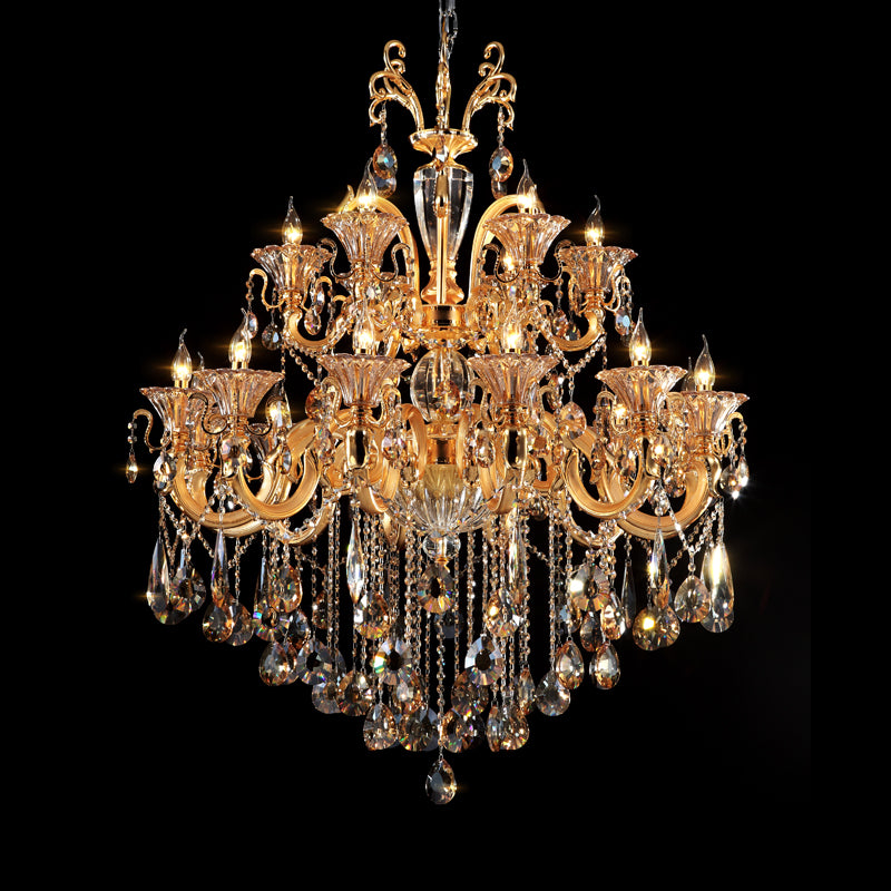 Luxury Crystal Gold Chandelier Lighting Fixture D41.3 inch Pendant Lamp for Living Room