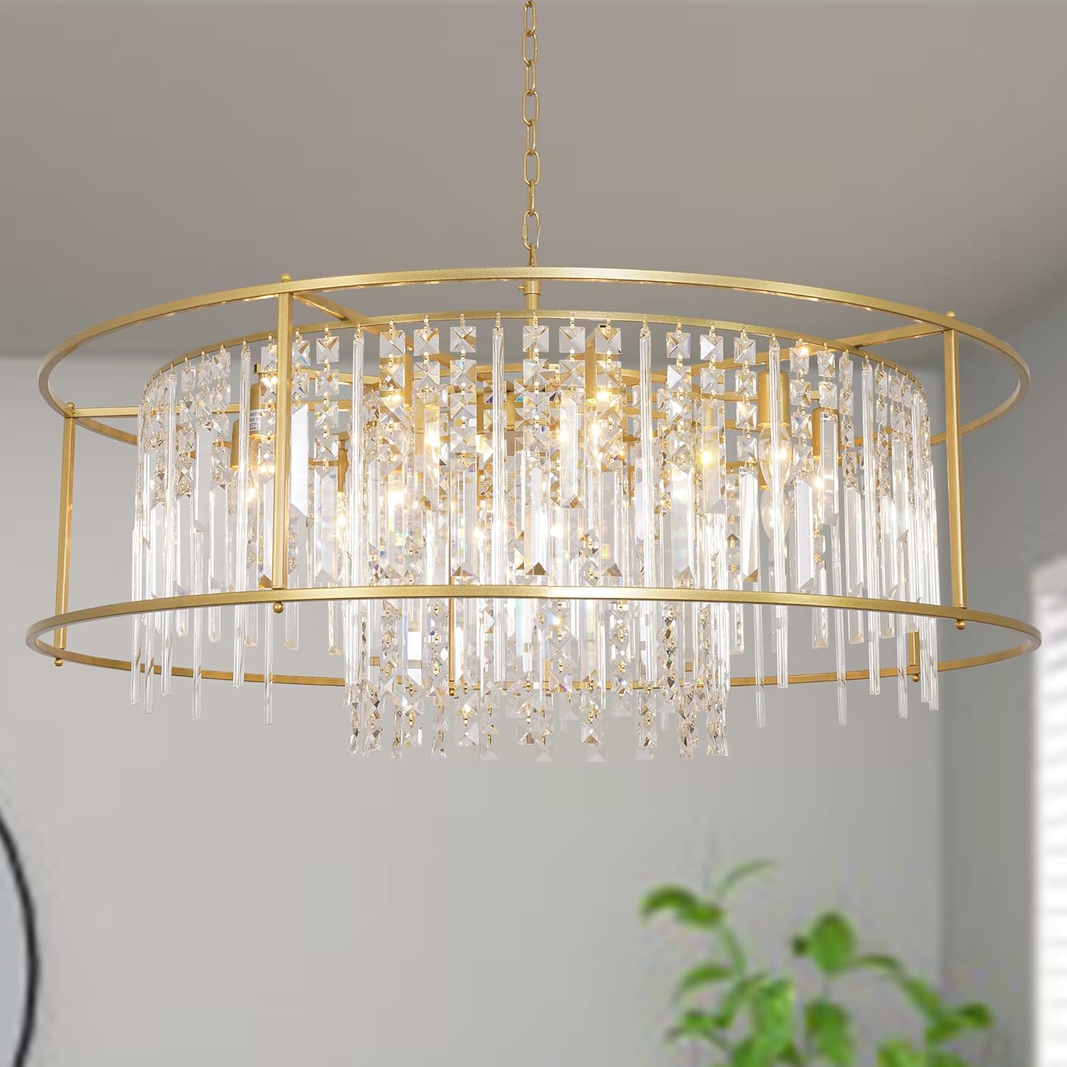 Modern Black Pendant Lamp Luxury Round K9 Crystal E12 Chandelier Light for Hallway Foyer