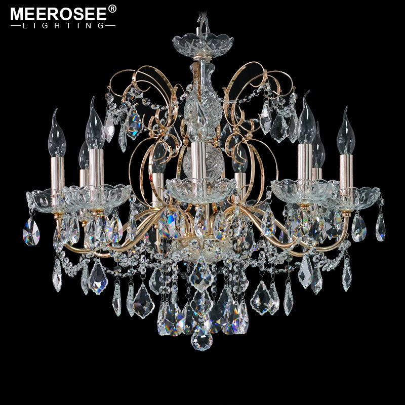 Meerosee Modern Chandelier Light Crystals S Gold Pendant Lamp for Foyer Living Room