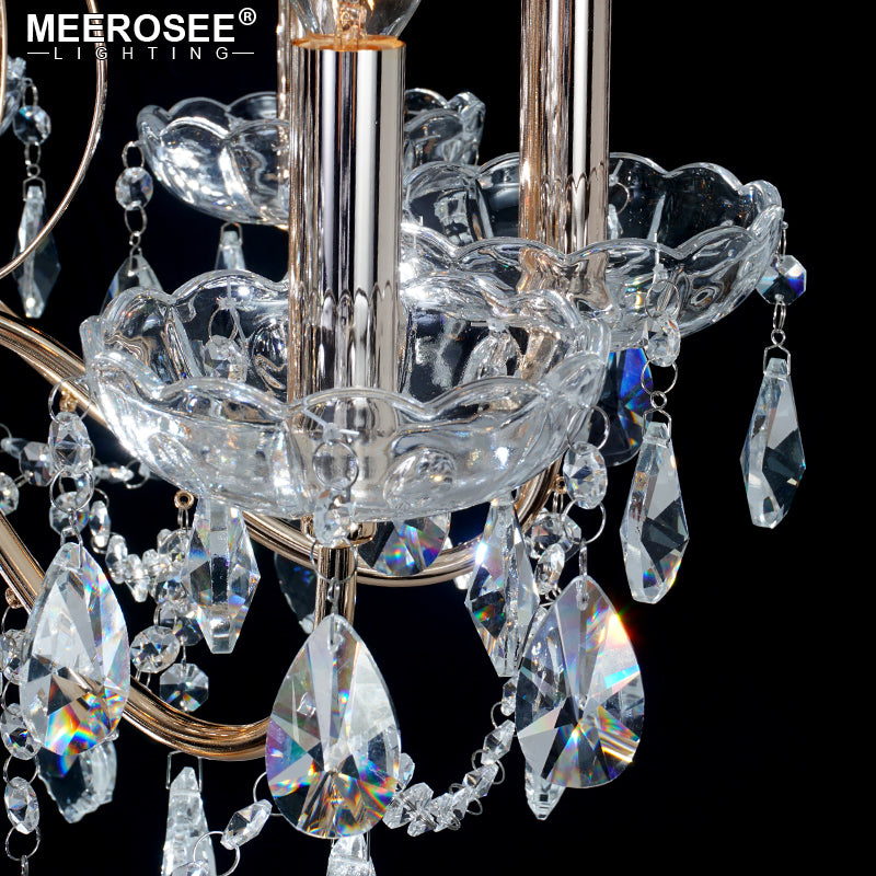 Meerosee Modern Chandelier Light Crystals S Gold Pendant Lamp for Foyer Living Room
