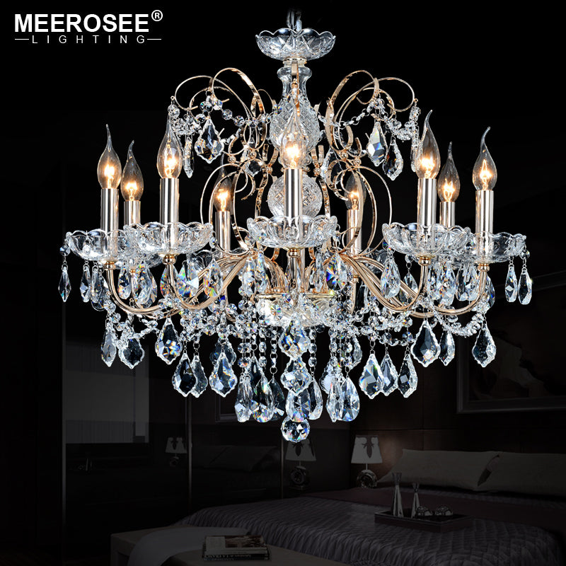 Meerosee Modern Chandelier Light Crystals S Gold Pendant Lamp for Foyer Living Room