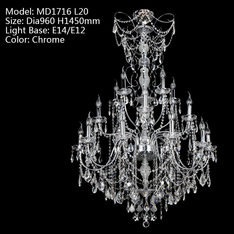 Meerosee Modern Chandelier LightStaircase Lighting Clear Crystals Pendant Lamp