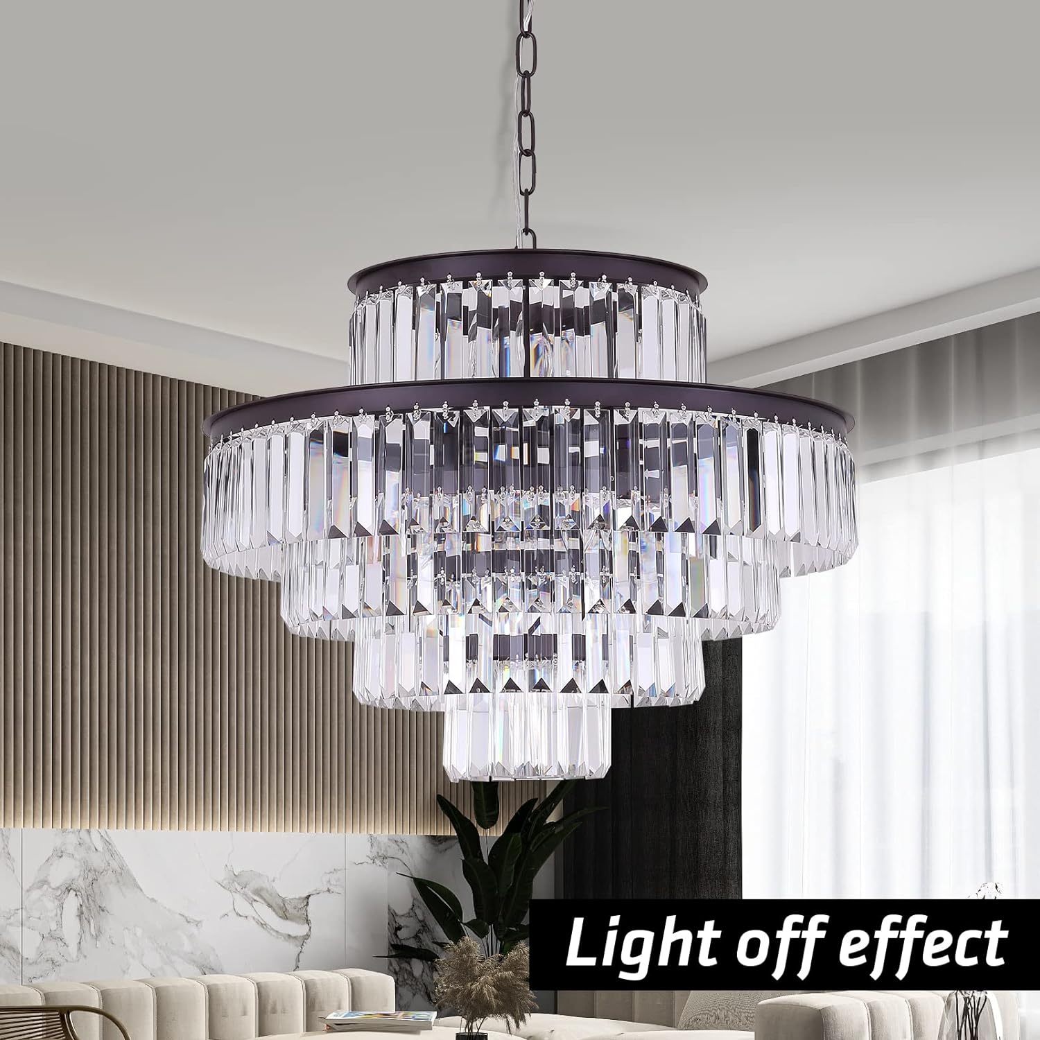 Meeroseer Modern Crystal Chandeliers Brown Pendant Ceiling Lighting Fixture