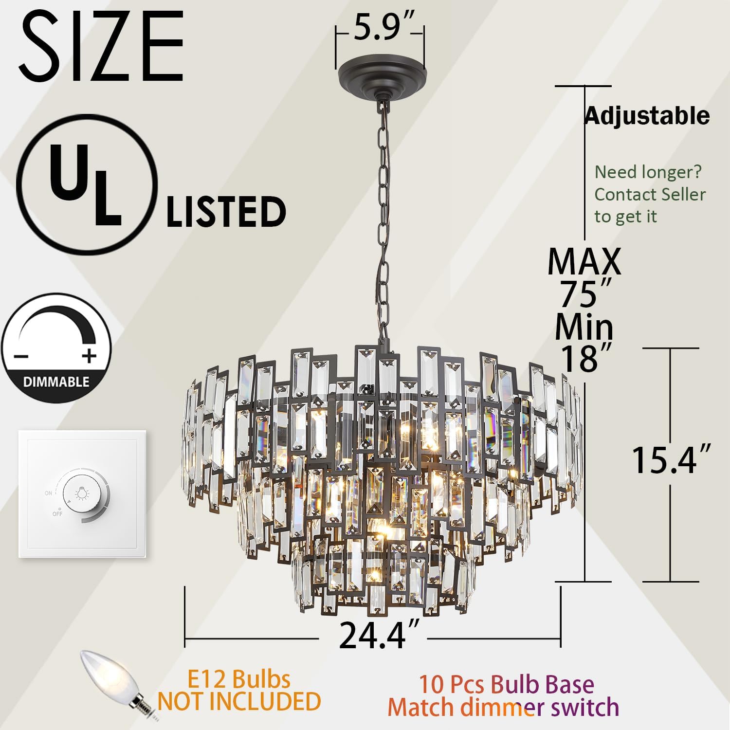 Chandeliers for Entryway Foyer Large Pendant for High Ceilings Wide Black Bronze