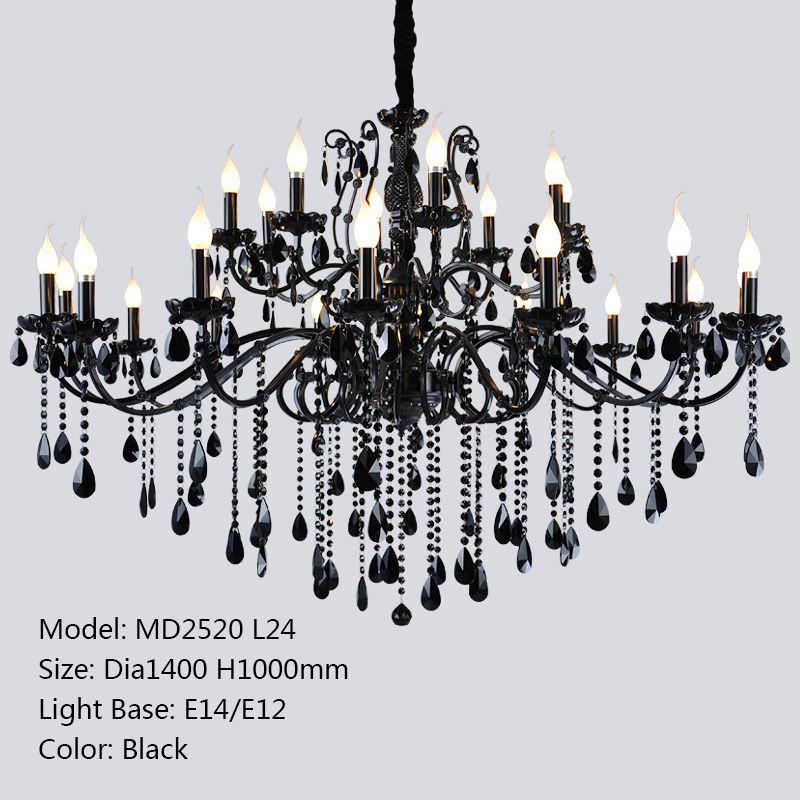 Meerosee Luxury Modern Crystal Chandelier Light Chrome Black Pendant Lamp