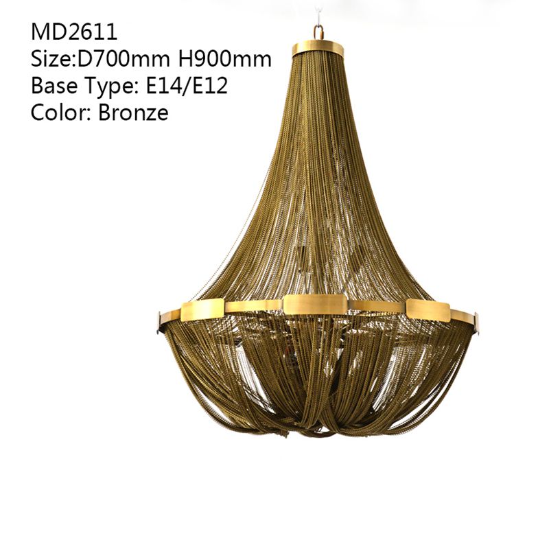 Meerosee Arrival Aluminum Chain Chandelier Light French Empire Bronze Pendant Lamp