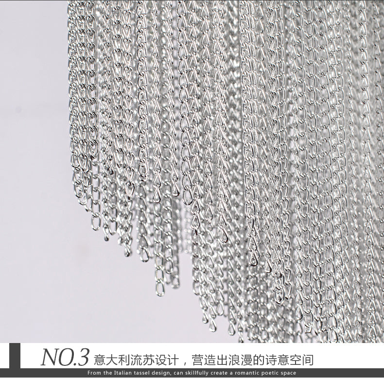 Modern Aluminum Chain Chandelier Light Silver Pendant Lamp For Foyer Dining Room