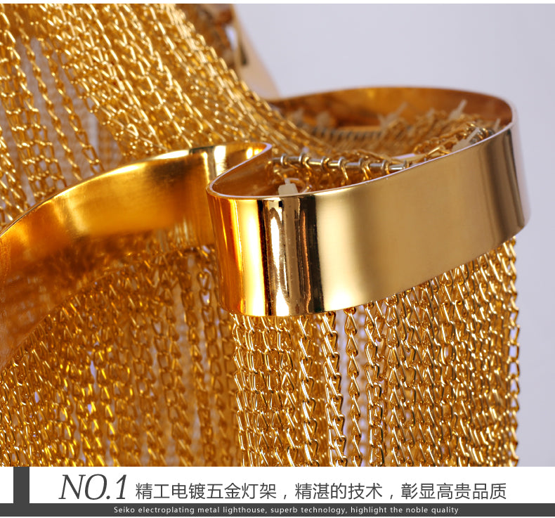 Aluminum Chain Tassel Chandelier Lights Modern Gold Pendant Hanging Lighting