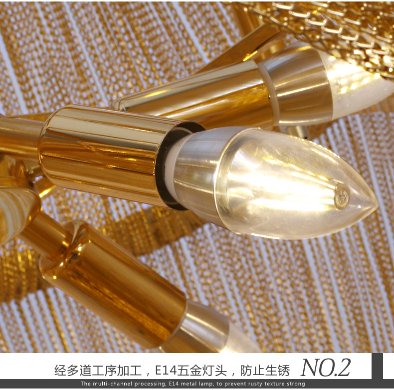 Aluminum Chain Tassel Chandelier Lights Modern Gold Pendant Hanging Lighting