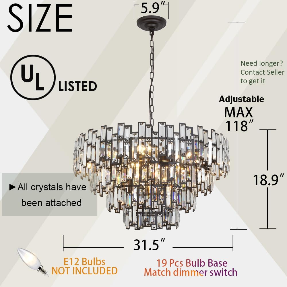 Chandeliers for Entryway Foyer Large Pendant for High Ceilings Wide Black Bronze