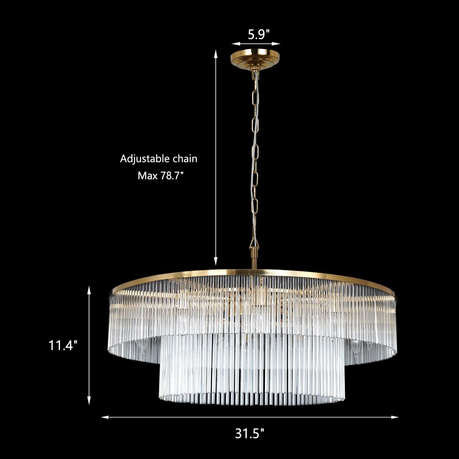 Contemporary Black Chandeliers Light Round Crystal Pendan Lamp for Foyer Entryway Dining Room