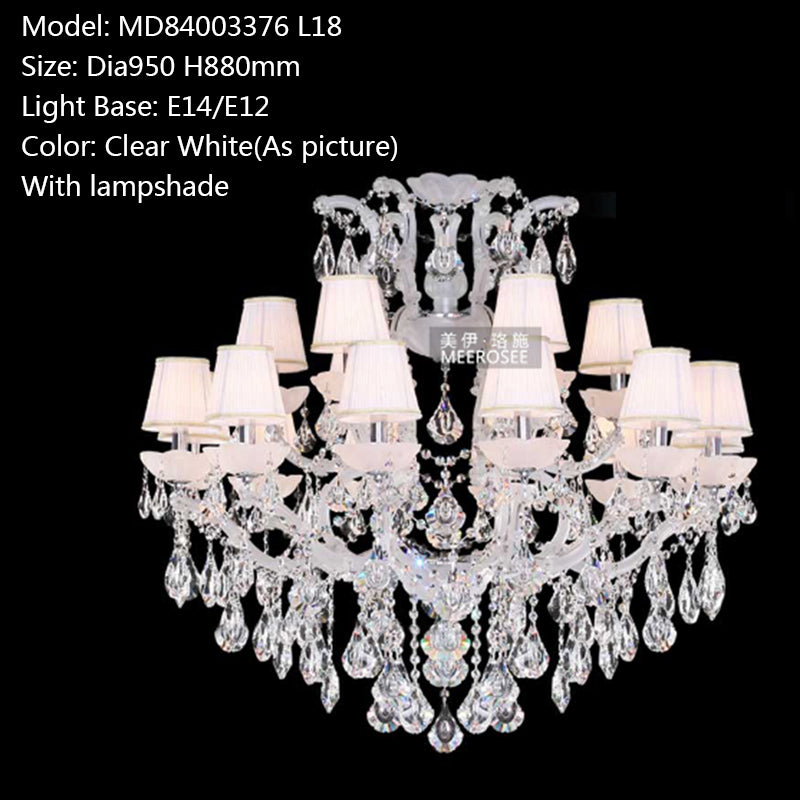 Meerosee Classical Chandelier Light Fixture Big Crystal Maria Theresa Pendant Lamp
