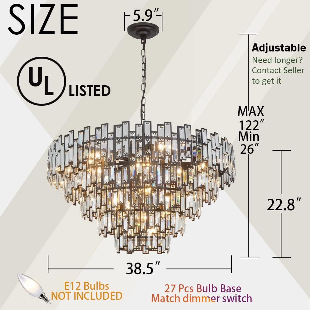 Chandeliers for Entryway Foyer Large Pendant for High Ceilings Wide Black Bronze