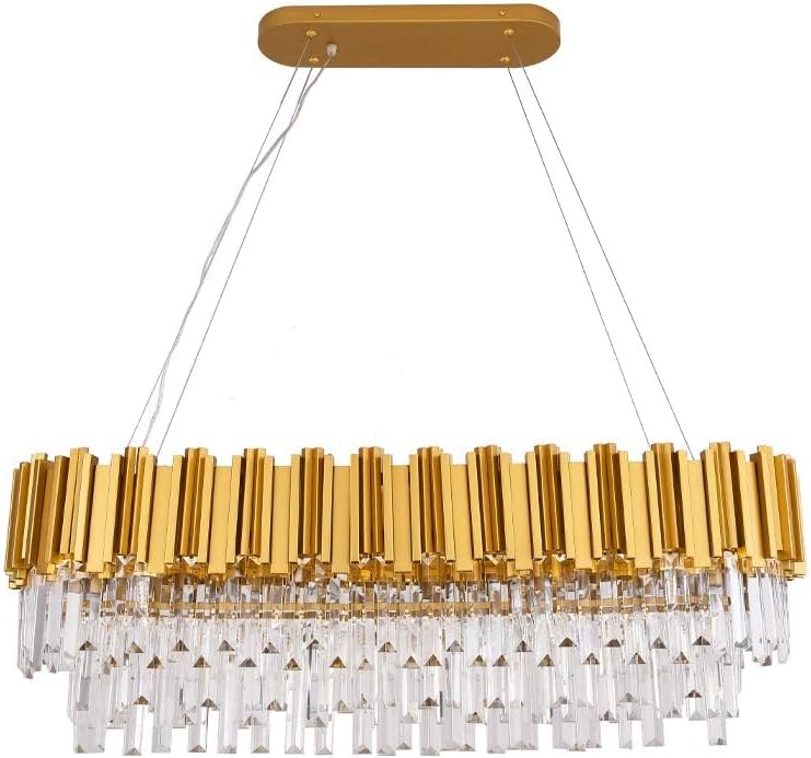 W35 Linear Gold Modern Crystal Chandelier Lights Luxury Pendant Ceiling Light