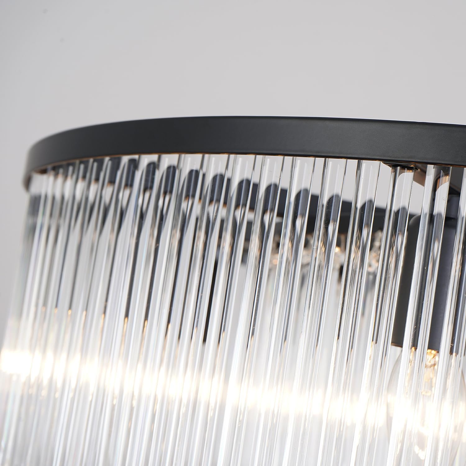 Contemporary Black Chandeliers Light Round Crystal Pendan Lamp for Foyer Entryway Dining Room