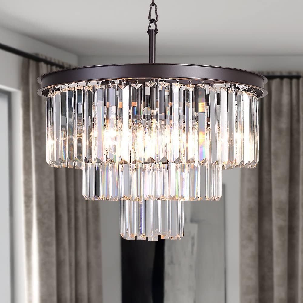 Bronze Modern Contemporary Crystal Chandeliers Lights Pendant Ceiling Lamp