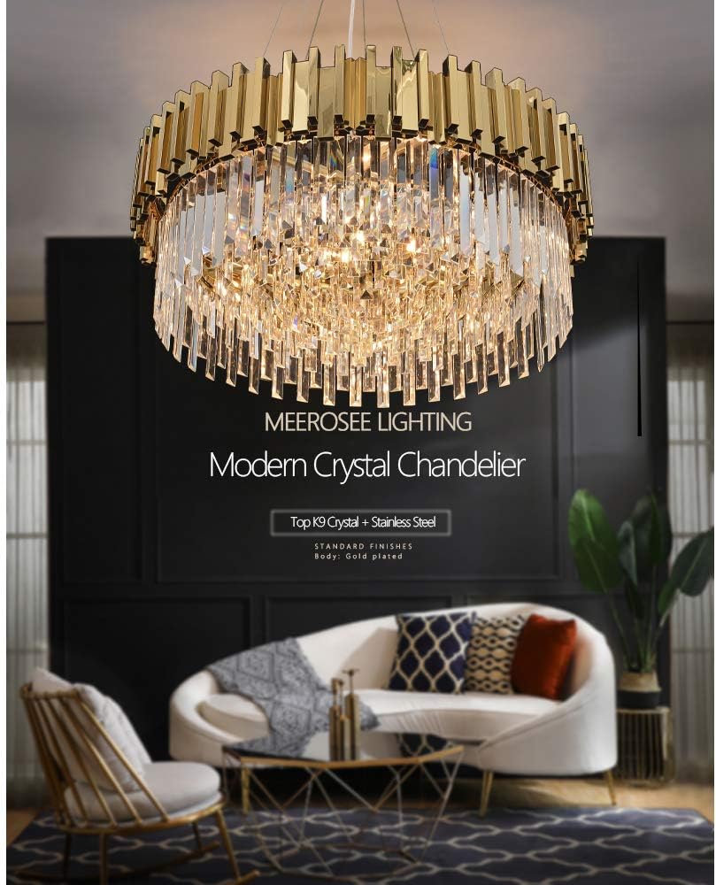 Gold/Chrome Chandelier Lighting Luxury Pendant Ceiling Light Dimmable 12-Lights