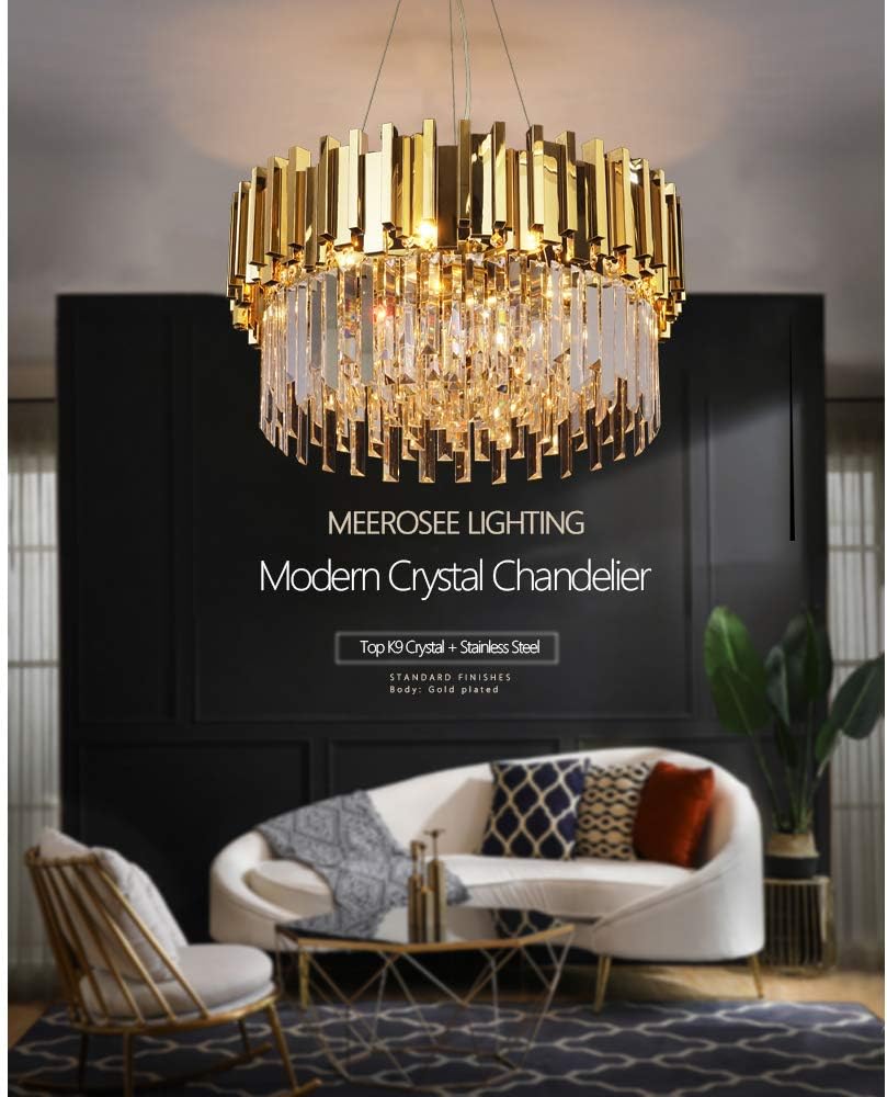 Gold/Chrome Chandelier Lighting Luxury Pendant Ceiling Light Dimmable 12-Lights