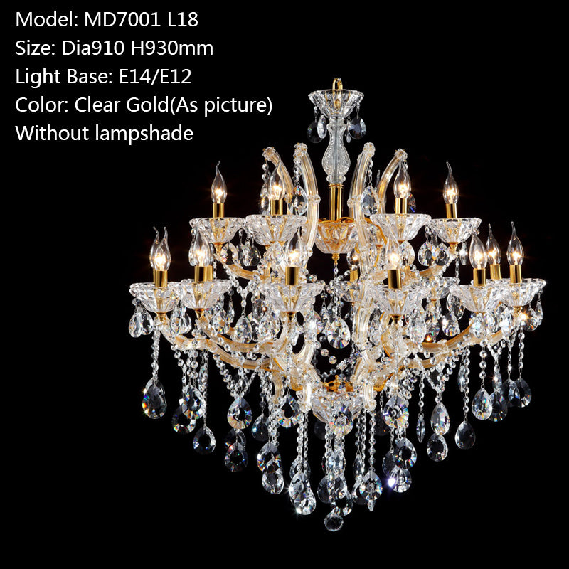 Meerosee 18 Lamps Clear Crystal Chandelier Light Fixture Modern Hotel Pendant Lamp