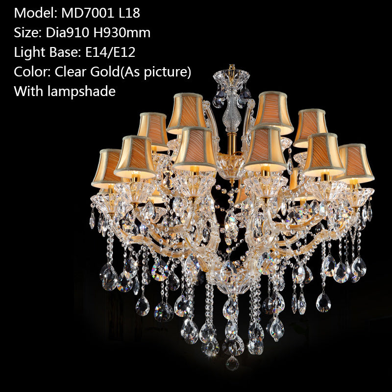 Meerosee 18 Lamps Clear Crystal Chandelier Light Fixture Modern Hotel Pendant Lamp
