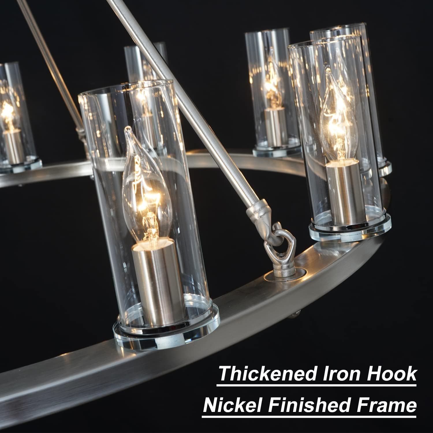 W35.4 Brushed Nickel Chandelier Wagon Wheel Chandeliers for Dining Room Foyer