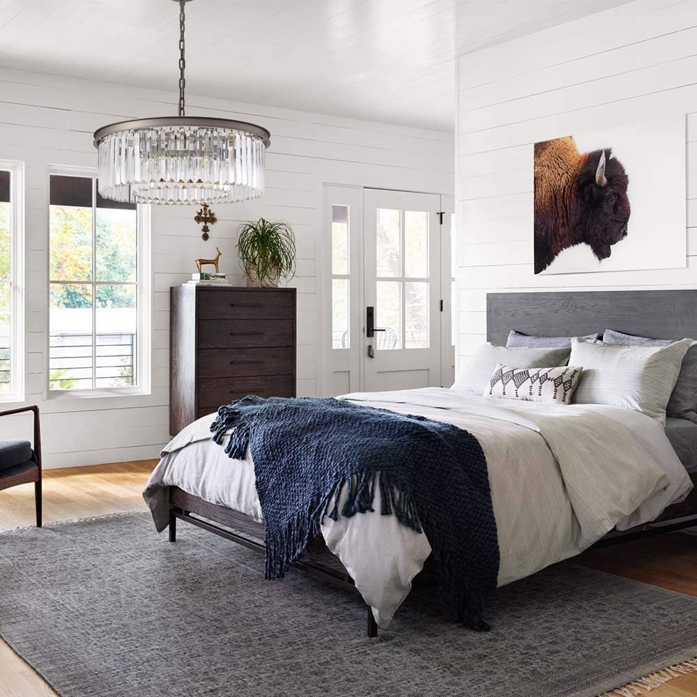 Nickel Crystal Chandeliers Lights Vintage Pendant Round Lamp