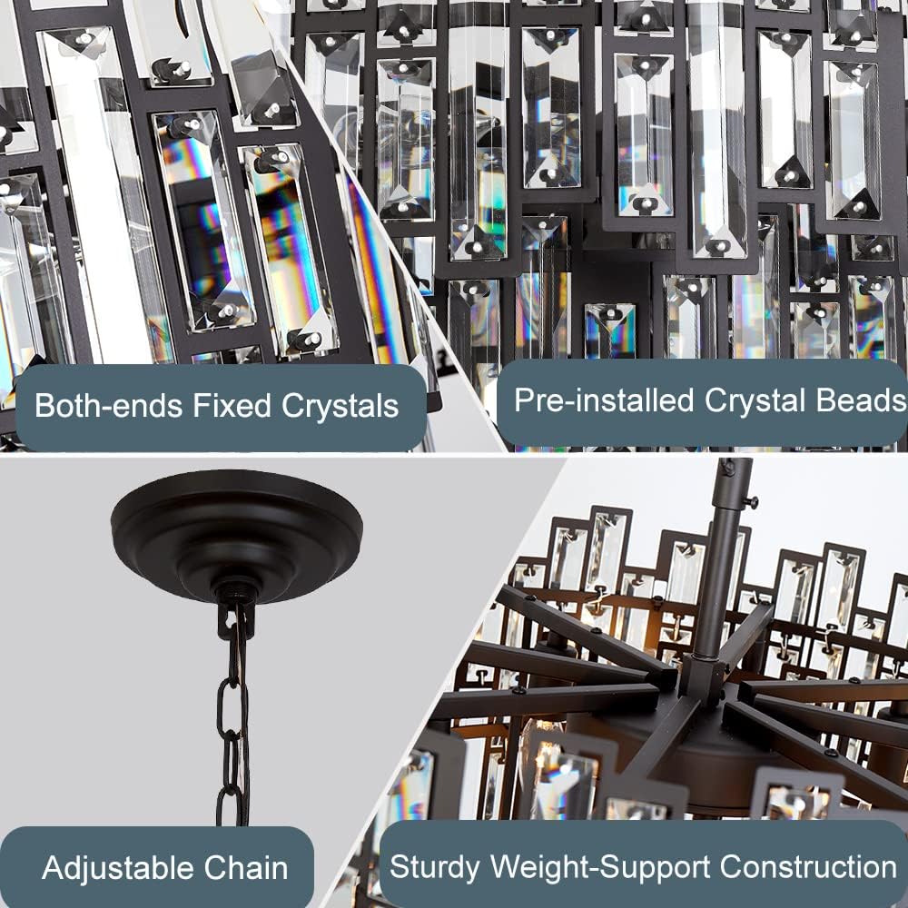 Chandeliers for Entryway Foyer Large Pendant for High Ceilings Wide Black Bronze