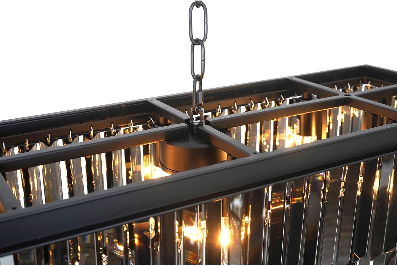 Modern Smoke K9 Crystal Chandelier Light Black Elegant Pendant Ceiling Lamp