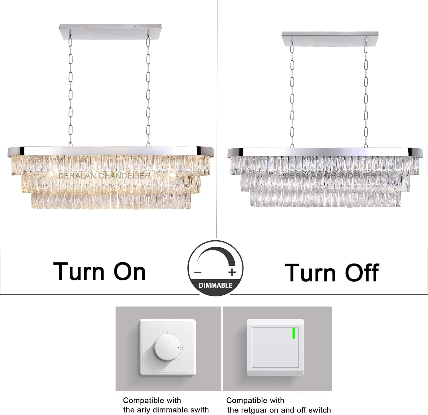 Modern Chandelier 11 Lights Island Pendant Ceiling Lighting for Living Room L39.36'' Chrome