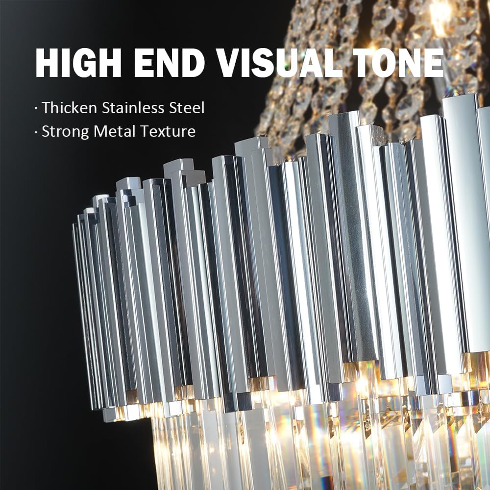 Crystal Chandeliers Contemporary Gold Chrome Pendant Light 21 Lights Large 36''