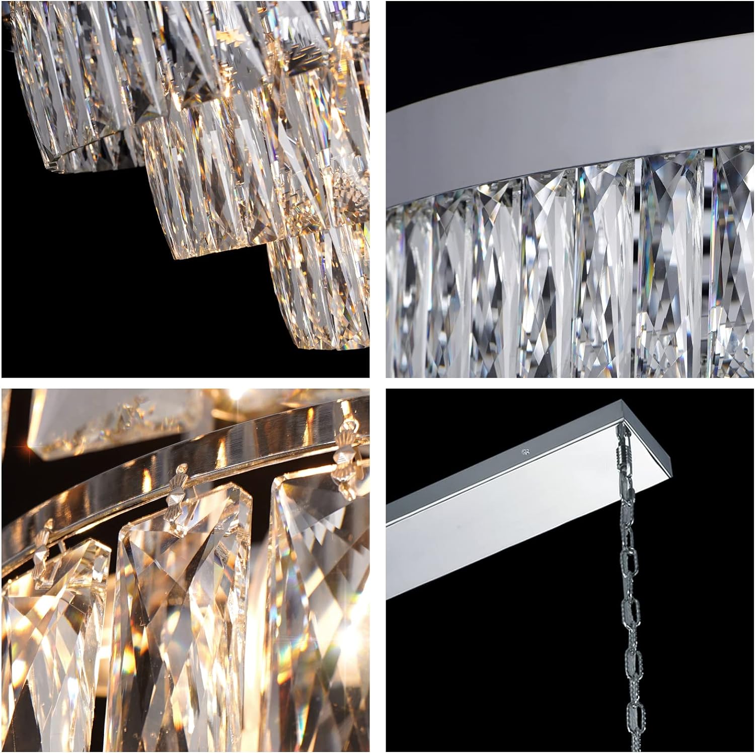 Modern Chandelier 11 Lights Island Pendant Ceiling Lighting for Living Room L39.36'' Chrome