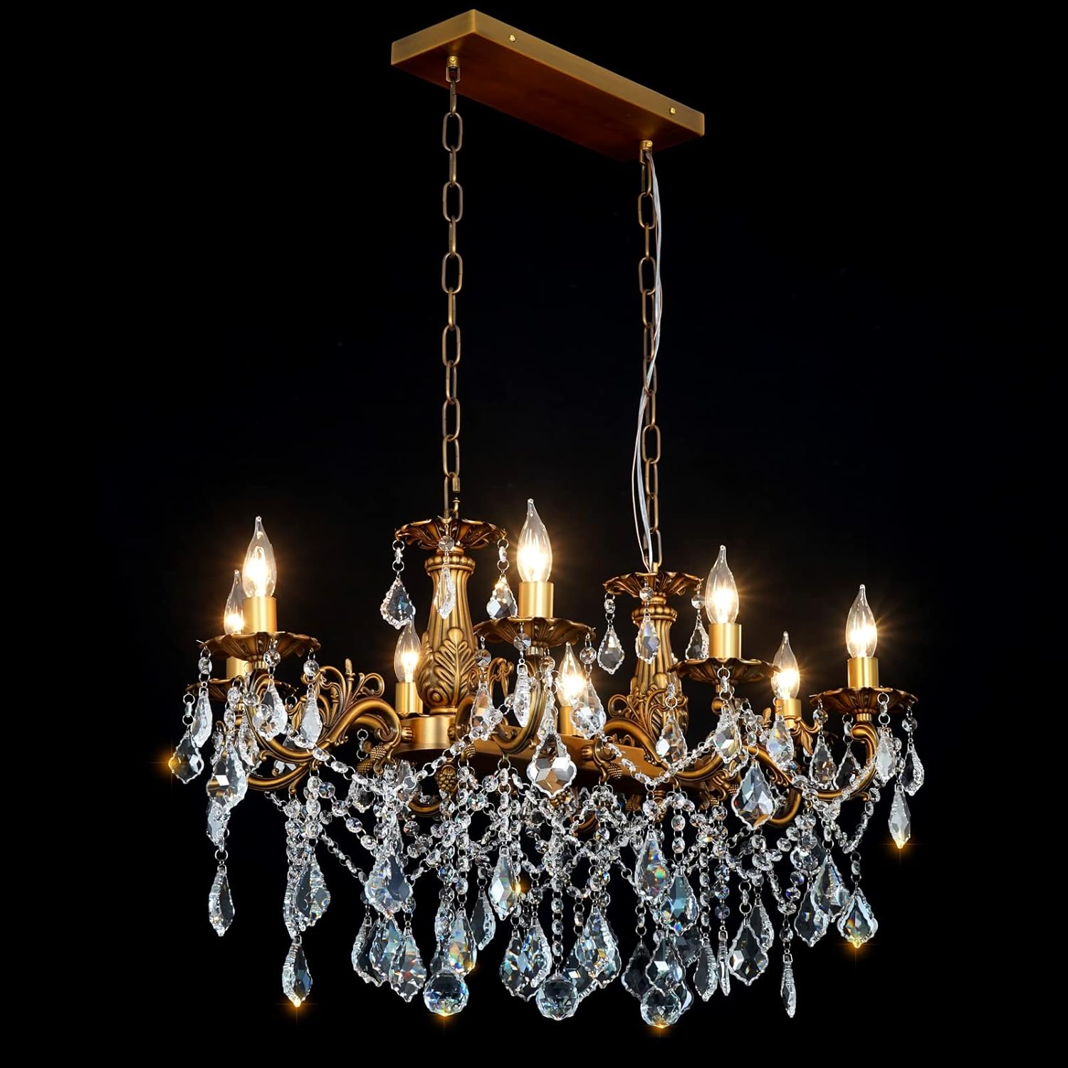 Crystal Chandeliers Rectangle Hanging Ceiling Light Fixture L33.85/L42.91/L51.95
