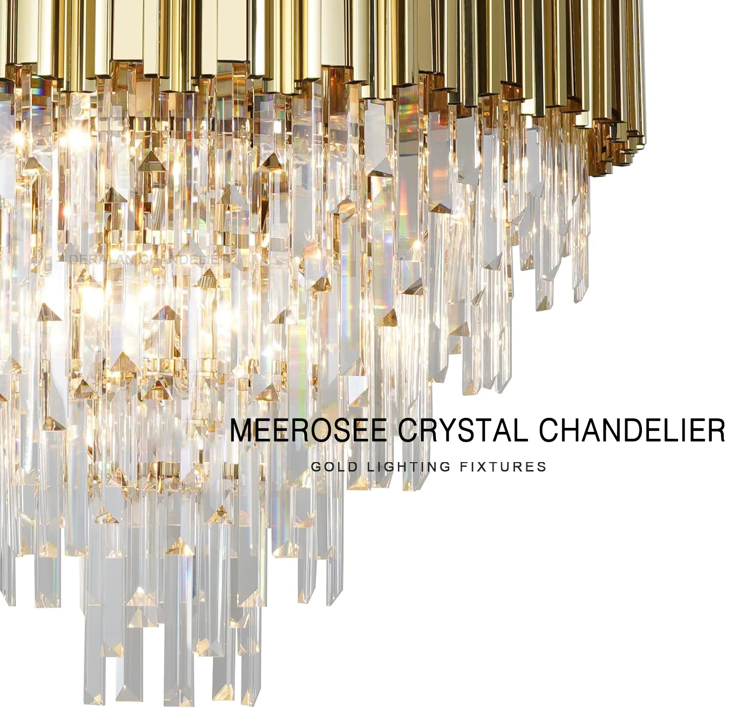 Meerosee Gold Chandeliers Light Fixtures Contemporary Modern Pendant Lamp 5/6/7 Tier