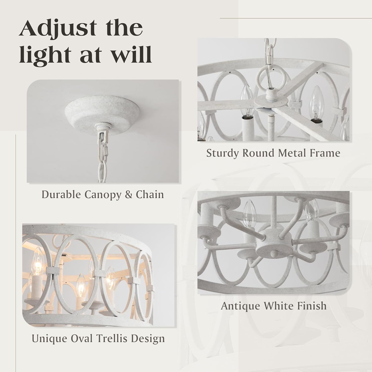 Modern Farmhouse Antique Chandelier Light for Dining Room Kitchen W19.7