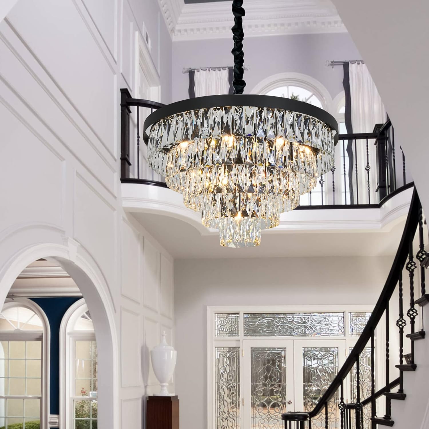 Black Modern Chandeliers Lighting Pendant Ceiling Light Fixture W19.68''/W27.56''