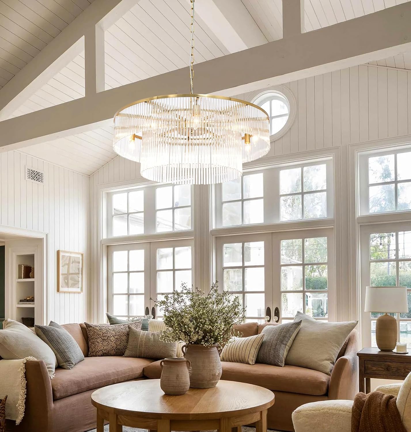 Contemporary Black Chandeliers Light Round Crystal Pendan Lamp for Foyer Entryway Dining Room