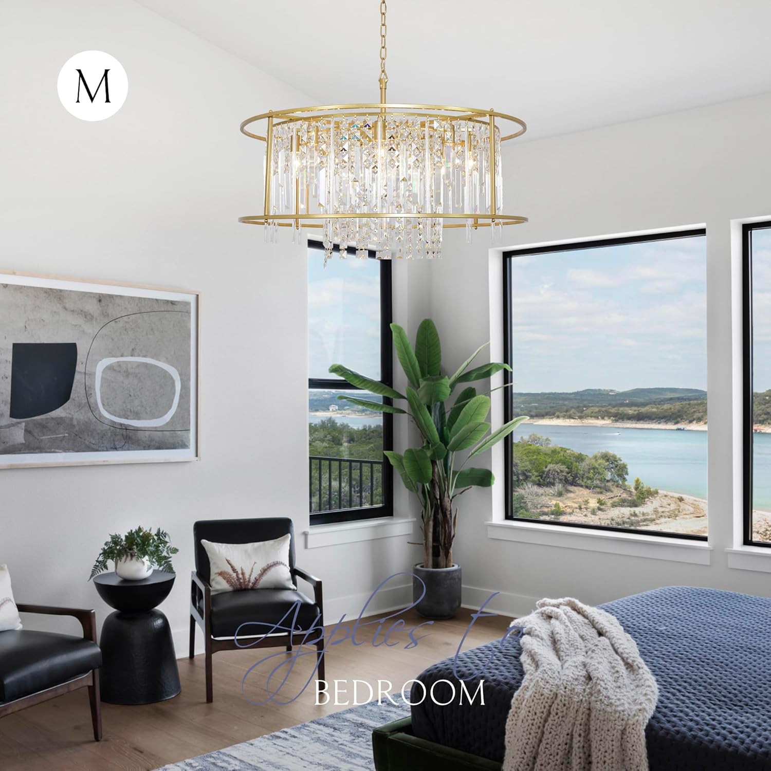 Modern Black Pendant Lamp Luxury Round K9 Crystal E12 Chandelier Light for Hallway Foyer