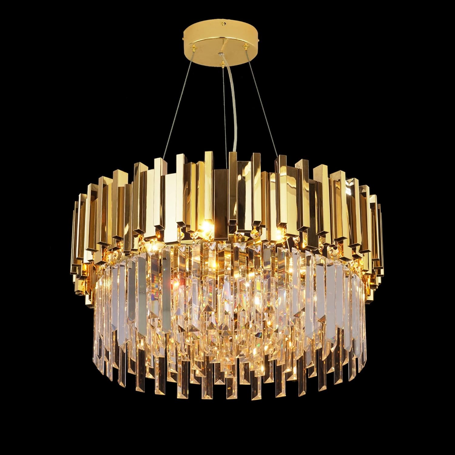Gold/Chrome Chandelier Lighting Luxury Pendant Ceiling Light Dimmable 12-Lights