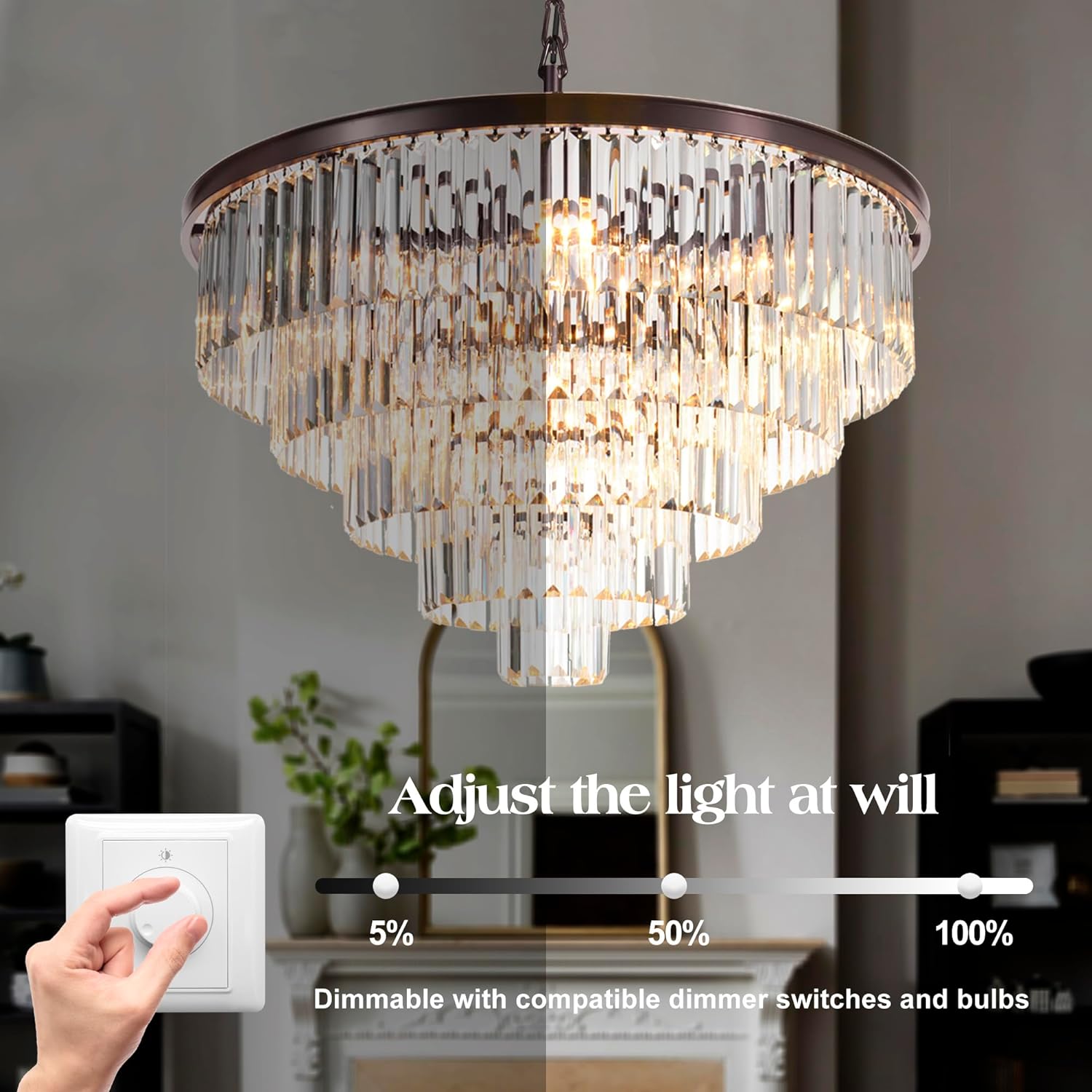 Bronze Modern Contemporary Crystal Chandeliers Lights Pendant Ceiling Lamp