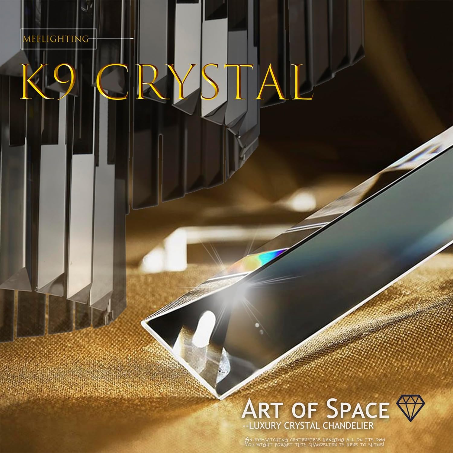 Chrome Grey Crystal Chandelier Modern Pendant Ceiling Light D20/D24/32 inch