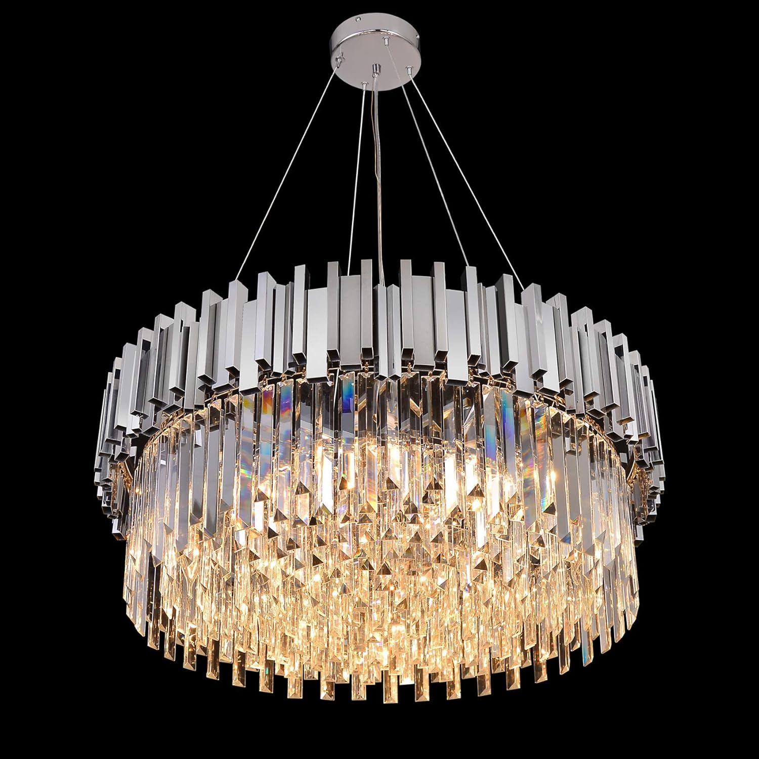 Gold/Chrome Chandelier Lighting Luxury Pendant Ceiling Light Dimmable 12-Lights