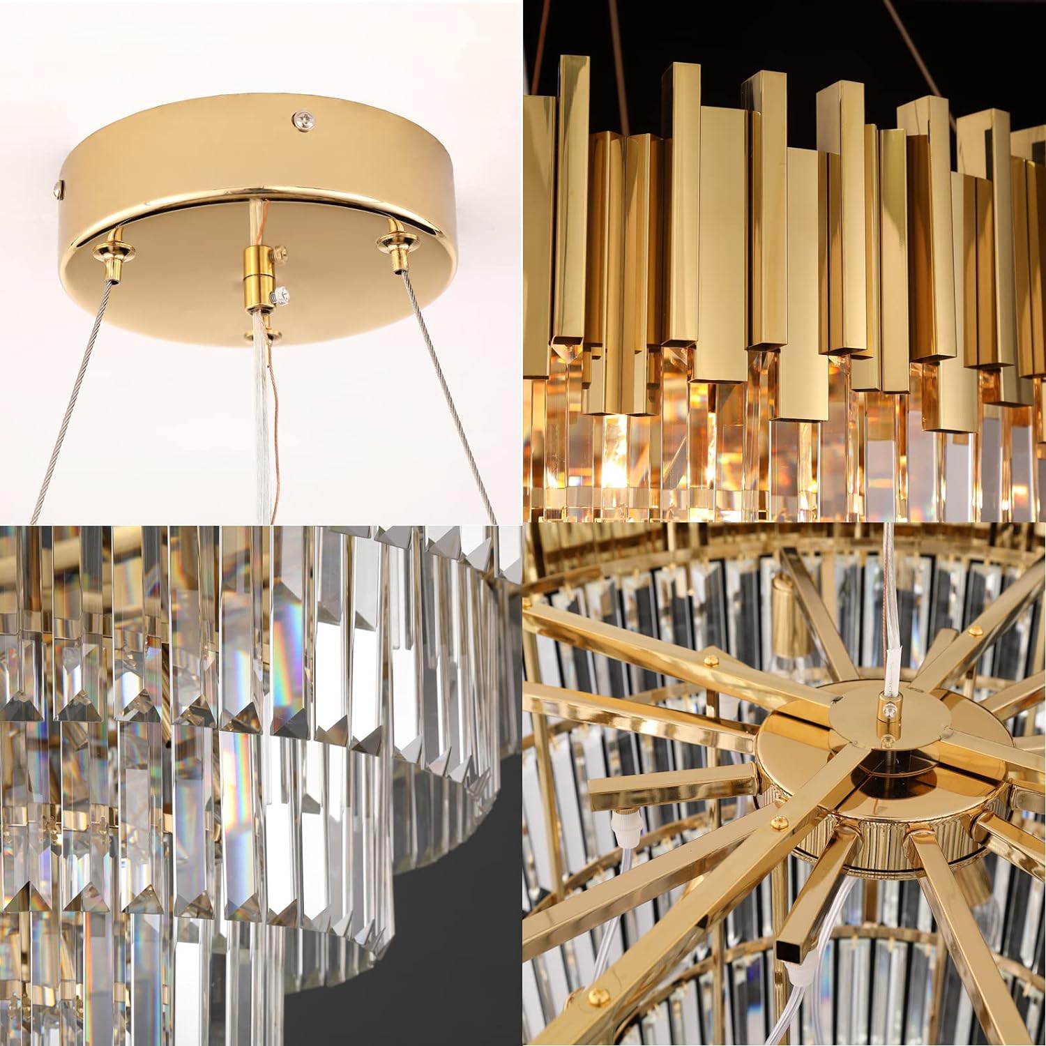 Meerosee Gold Chandeliers Light Fixtures Contemporary Modern Pendant Lamp 5/6/7 Tier