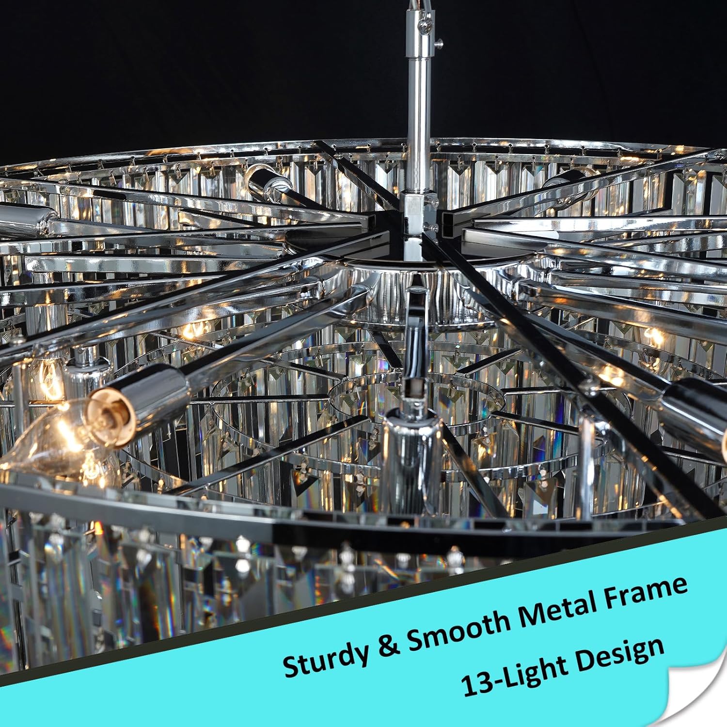 Modern Black Pendant Lamp Contemporary Gold 4/5/6/7-Tier k9 Crystal Chandelier Light