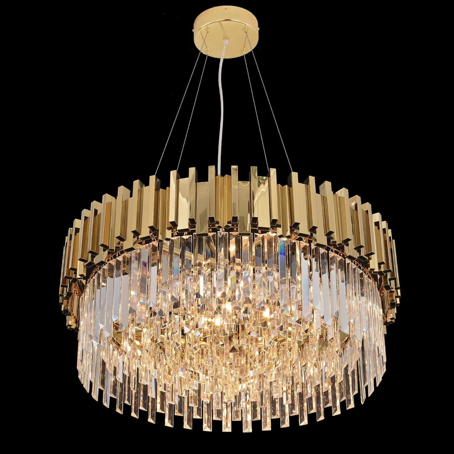 Gold/Chrome Chandelier Lighting Luxury Pendant Ceiling Light Dimmable 12-Lights