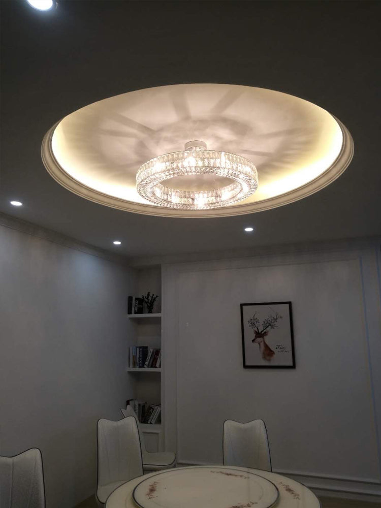 Meerosee Modern Chandelier Light Contemporary 2/3 layer Crystal Pendant Lamp