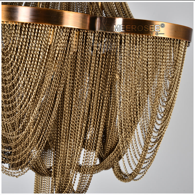 Meerosee French Empire Chandelier Post Modern Gold Chain Aluminum Pendant Light