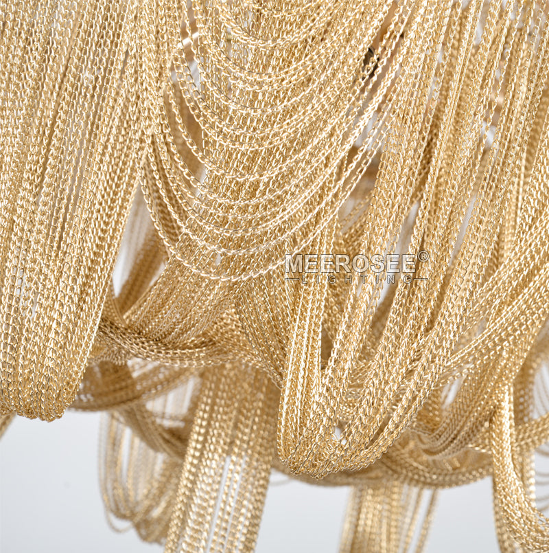 Meerosee French Empire Chandelier Post Modern Gold Chain Aluminum Pendant Light