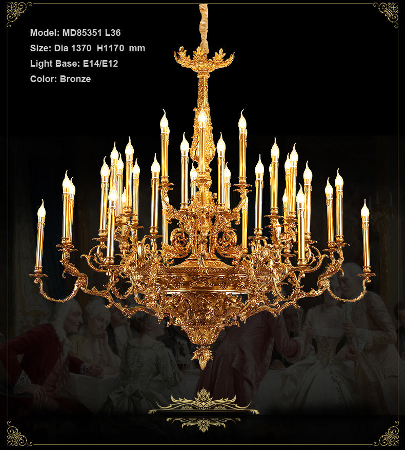 Meerosee Luxurious Copper Chandelier Light Fixture Classical Bronze Pendant Lamp